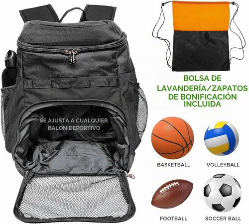 Vista 3 de Xelfly Mochila de baloncesto con compartimento para pelotas