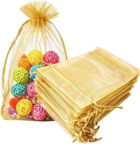 Vista 36 de Paquetes de 50 bolsas de organza de regalo de 4 x 6 pulgadas, cordón negro a granel para baby shower, Navidad, cumpleaños de profesores, recuerdos