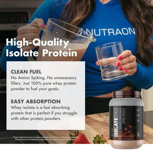 Vista 7 de NutraOne Proteína aislada de suero en polvo IsolateOne - Polvo aislado de suero 100% puro (chocolate Gourmet, 2 libras)