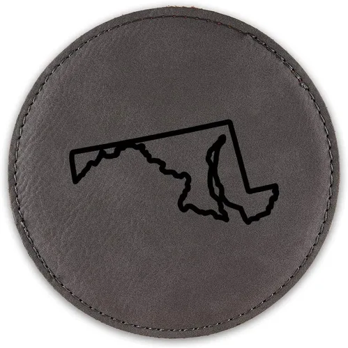 Vista 6 de Maryland Outline - Posavasos redondos de cuero sintético MD - Negro Plata - Un posavasos