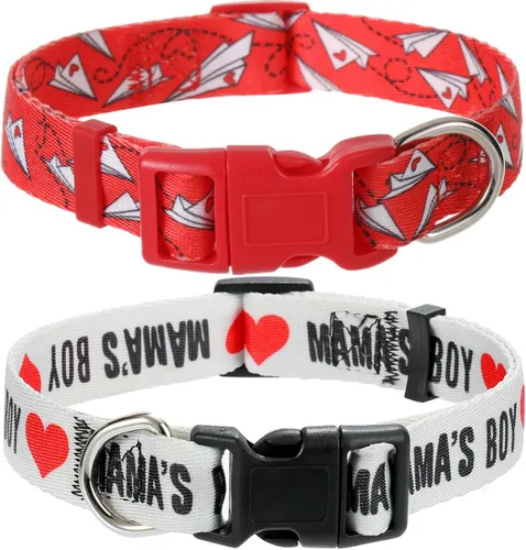 Vista 7 de Collar de otoño para perros pequeños, paquete de 2 collares de perro de Acción de Gracias con patrón de arce y flores, ajustable y suave de llevar
