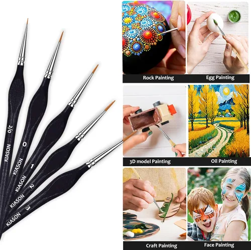 Vista 5 de 5 pinceles de pintura en miniatura para detalles finos, pinceles de pintura para detalles, pinceles pequeños para arte, manualidades, acrílico
