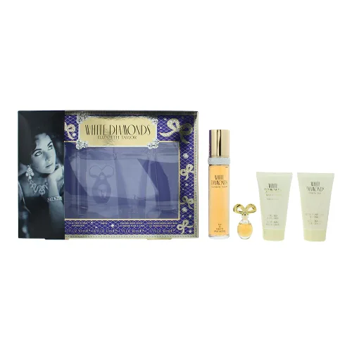 Vista 11 de Elizabeth Taylor White Diamonds - Set de regalo para damas con spray, loción corporal, gel de ducha y perfume