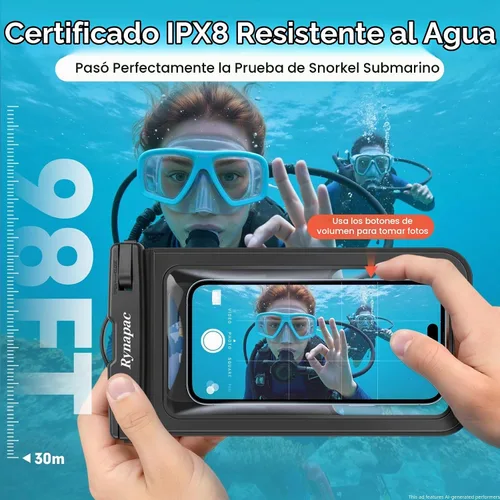 Vista 2 de Rynapac Funda impermeable para teléfono [hasta 8.5 pulgadas], paquete de 2, funda impermeable IPX8 con cordón para iPhone 17, 16, 15 Pro Max