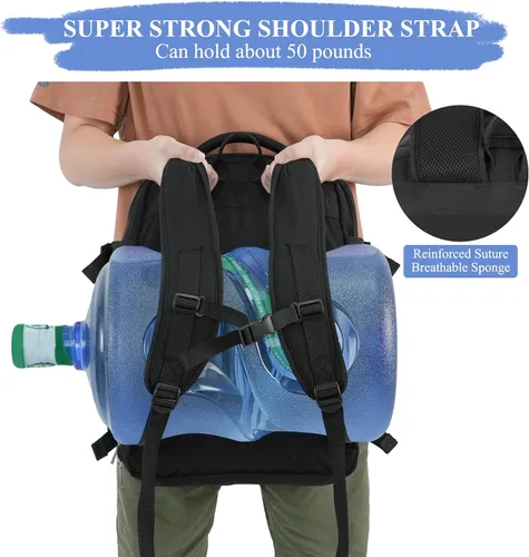 Vista 2 de Sinaliy Mochila de viaje grande para mujeres y hombres, mochila de transporte aprobada por vuelo de 40L, Negro -, Mochilas de viaje