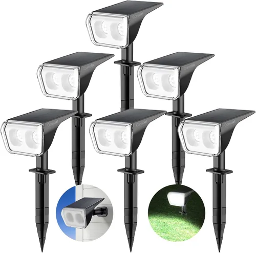 Vista 11 de Consciot Focos solares impermeables para exteriores, 24 LED del anochecer al amanecer, luces de pared ajustables 2 en 1, focos solares de paisaje