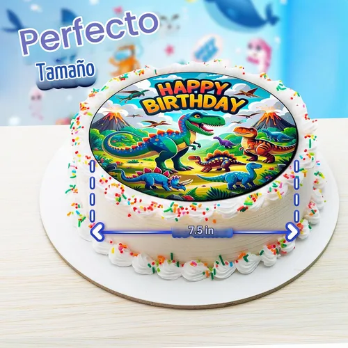 Vista 3 de Decoración comestible para tartas de 7.5 pulgadas - Colección de decoración comestible para fiestas de cumpleaños temáticas de cupcakes