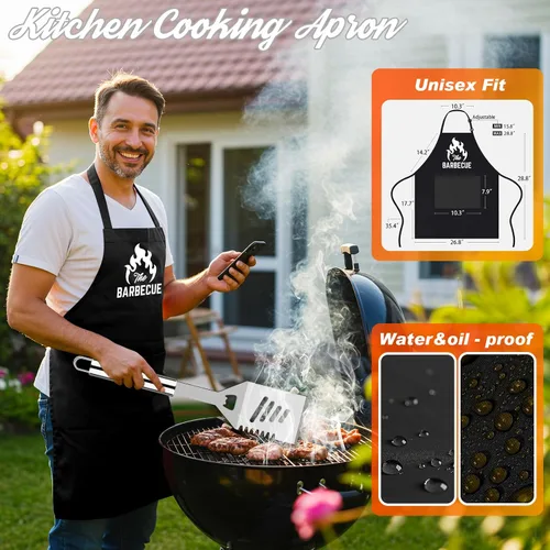 Vista 3 de ROMANTICIST Juego de 26 herramientas de parrilla de acero inoxidable, accesorios de parrilla de alta resistencia, regalos para hombres y papá, kit