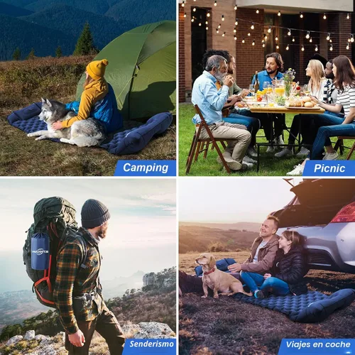 Vista 6 de WANNTS Almohadilla de dormir, almohadilla de dormir ultraligera e inflable para acampar, bomba incorporada, ideal para senderismo - colchoneta