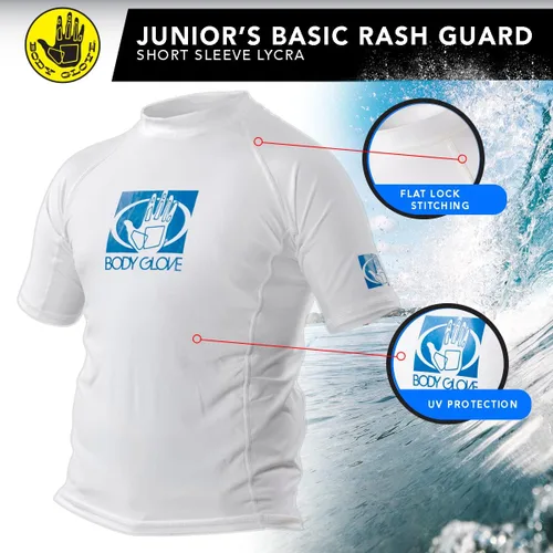 Vista 3 de Body Glove Traje de neopreno Co Junior Basic Ajustado Corto Brazo Rash Guard Blanco