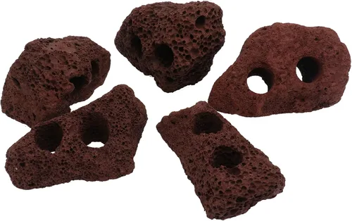 Vista 5 de balacoo 5 unids rocas piedras volcánicas rocas decorativas pecera material acuario paisaje ornamentos agua hierba anillo fijo bonsái decoración