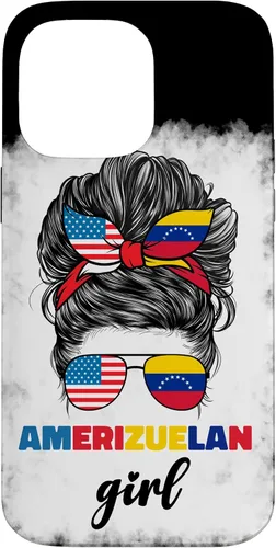 Vista 21 de iPhone 16 Half American And Venezuelan USA Venezuela Flag Girl Funda para mujer