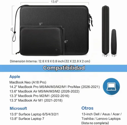 Vista 2 de FINPAC Funda rígida para laptop con bolsa de accesorios para MacBook Neo