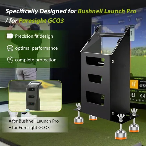 Vista 2 de Funda protectora de metal portátil para Bushnell Launch Pro Golf Launch Monitor Simulador, Visual Golf Launch Monitor Shield para Foresight GC3