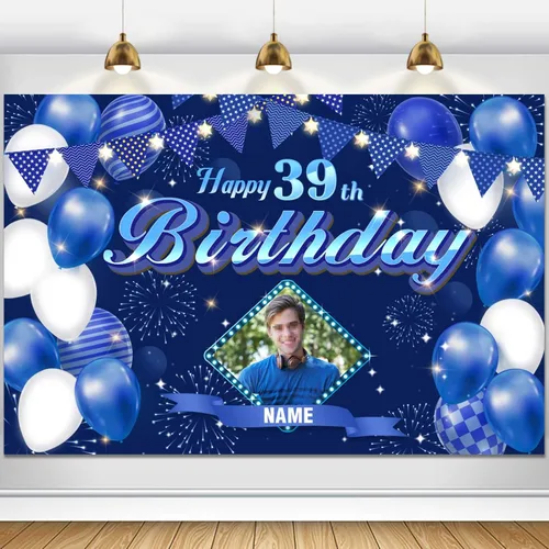 Vista 79 de Dicodes Fondo de decoración de feliz cumpleaños número 100 color azul marino personalizado, cartel con purpurina, pancarta, suministros