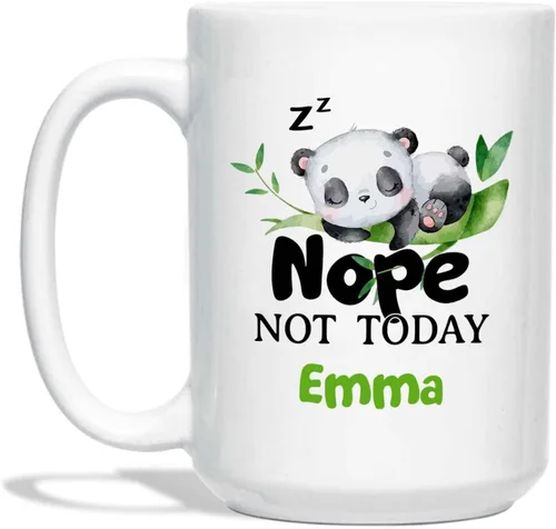 Vista 8 de Taza de té de pandas con nombres personalizados, taza con texto en inglés «All I Need Is You», regalos divertidos de panda para niños, amigos