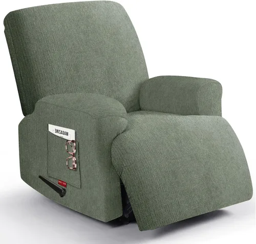 Vista 12 de 3 fundas elásticas para sillas reclinables, fundas de tela de felpa y protectores duraderos de muebles para niños y mascotas (1 plaza, negro)