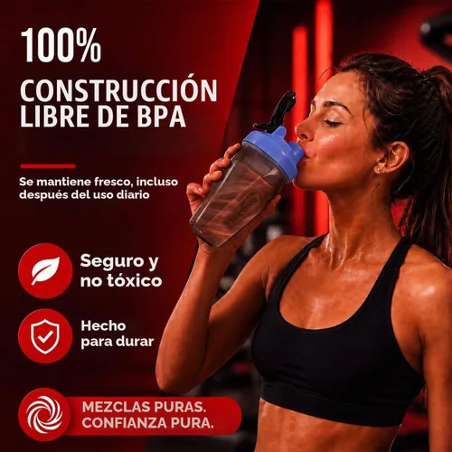 Vista 7 de Vortex - Botella mezcladora de proteínas de 24 onzas / 23.7 fl oz, taza agitadora prémium sin BPA para batidos y batidos de proteínas, a prueba