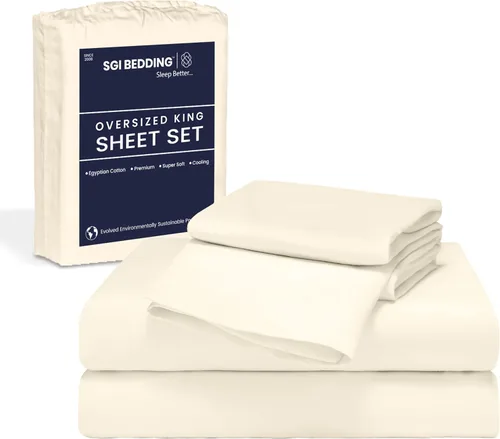 Vista 14 de SGI Bedding 108" x 108" Juego de sábanas de 4 piezas de tamaño Alaskan King de 1000 hilos 100% de algodón egipcio - Sábanas de bolsillo profundo