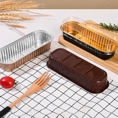 Vista 7 de Findful Mini Moldes para Hornear Pan con Tapas y Cucharas (Paquete de 50, 6.8oz) Moldes Rectangulares de Papel de Aluminio para Hornear Recipientes