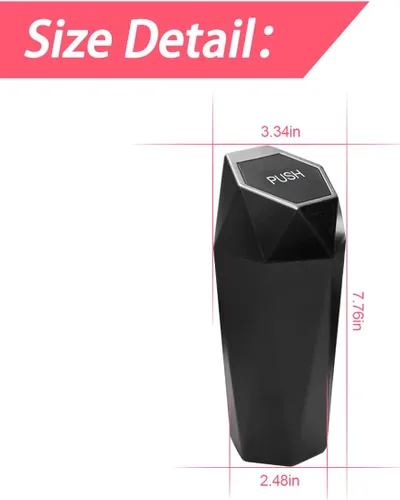 Vista 2 de Cubo de basura para automóvil con tapa, mini cubo de basura portátil para automóvil, pequeño diseño de diamante a prueba de fugas, contenedores