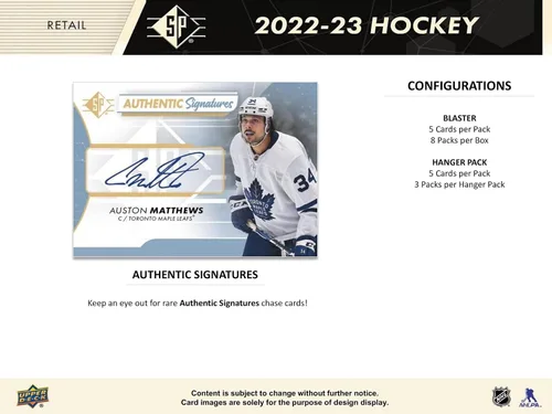 Vista 4 de Upper Deck Caja lanzadora de cartas de hockey SP 2022-23 (8 paquetes de cartas de hockey)