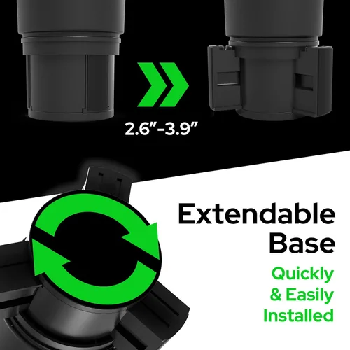 Vista 5 de Expansor triple de portavasos para automóvil con bandeja acoplable, base ajustable y para botellas grandes