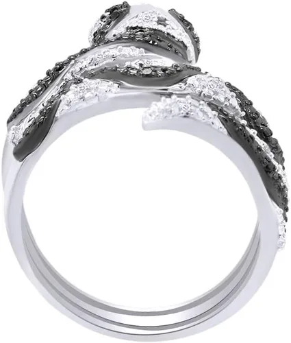 Vista 6 de Jewel Zone US Anillo de compromiso y boda con diamantes naturales en blanco y negro (0,07 quilates)