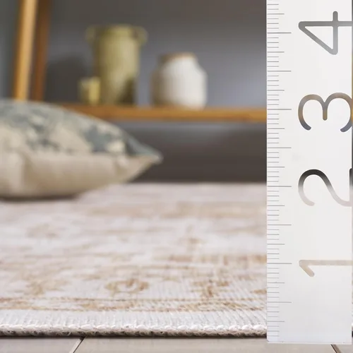 Vista 5 de SAFAVIEH Alfombra lavable Arizona Collection – 5 x 8 pies, ovalada, beige y dorado, antideslizante y fácil de limpiar, ideal para sala de estar