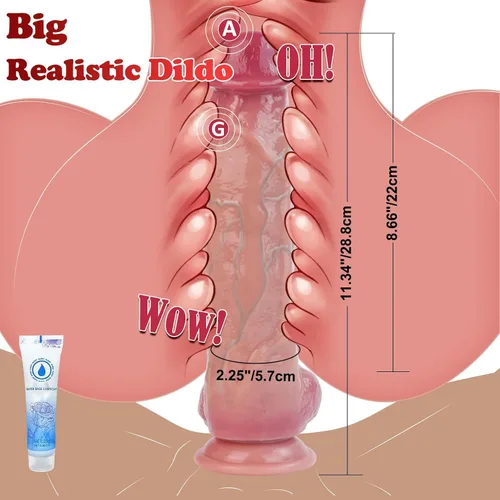 Vista 2 de Jugete Xeso para Adultos Grandes Grandes Dick grueso 11.3 pulgadas, Dilbo para mujer R con copa fuerte para hembra Y1109
