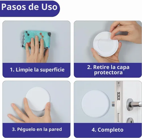 Vista 6 de Protector de pared redondo de 3 1/4 pulgadas, paquete de 10 pomos de puerta, protectores de pared rígidos de vinilo rígido, color blanco