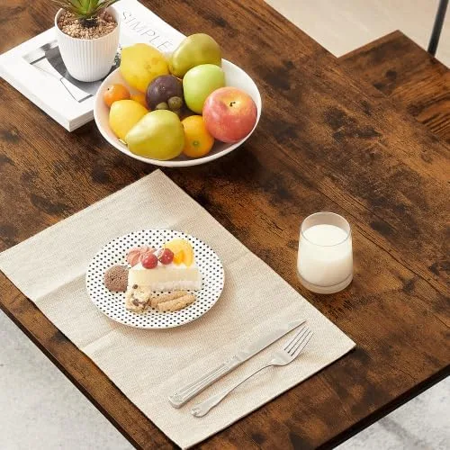 Vista 6 de anwickjeff Juego de mesa de comedor para 4 mesas de bar y sillas, juego de 5 piezas de mesa de cocina rectangular de madera de metal industrial y 4