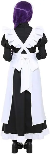Vista 3 de miccostumes - Disfraz de uniforme de criada para mujer con delantal