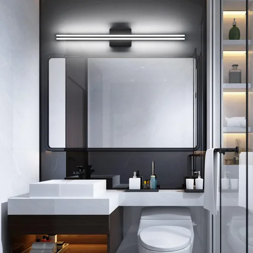 Vista 2 de SOLFART Lámpara de tocador de baño, color negro mate, 32 pulgadas, luces LED para baño, 6000 K, accesorios de pared ND