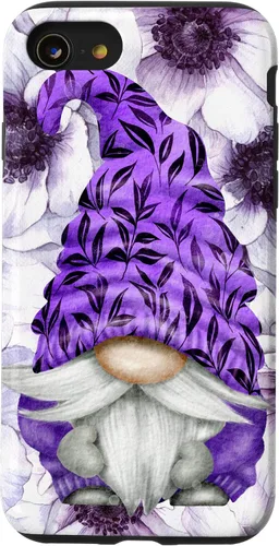 Vista 18 de Unique Purple Gnome with Lilac Anemones Floral Aesthetic Case for iPhone 17