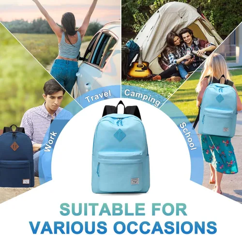 Vista 7 de Kasqo Mochila para mujeres y hombres, mochila clásica ligera y resistente al agua para adolescentes, niñas, niños, mochila informal de viaje escolar