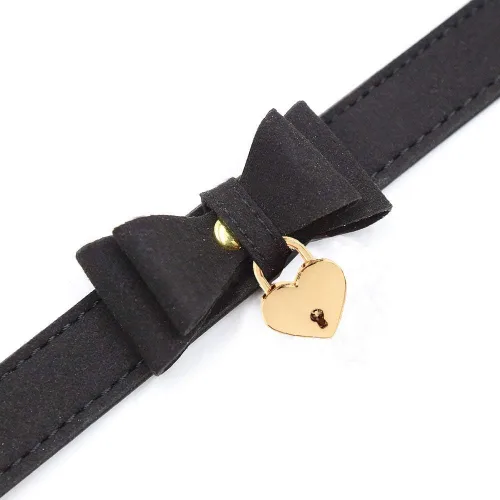 Vista 2 de Women Heart Lock Collar Necklace Choker Cosplay Kitty Necklace Negro
