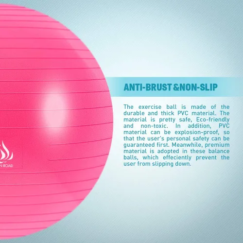 Vista 9 de Forbidden Road Pelota de yoga para entrenamiento, estabilidad, fitness y terapia física con bomba