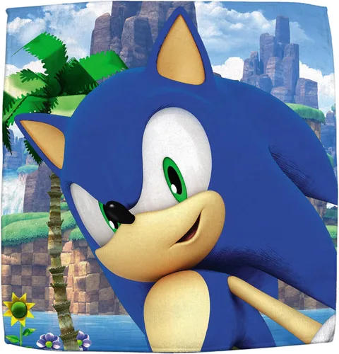 Vista 2 de Sonic The Hedgehog - Toalla de baño de algodón y paño de lavado, color azul