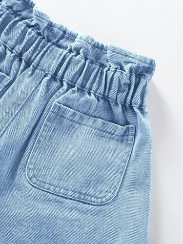 Vista 4 de Miniketty Pantalones cortos de mezclilla para niñas con bolsillos