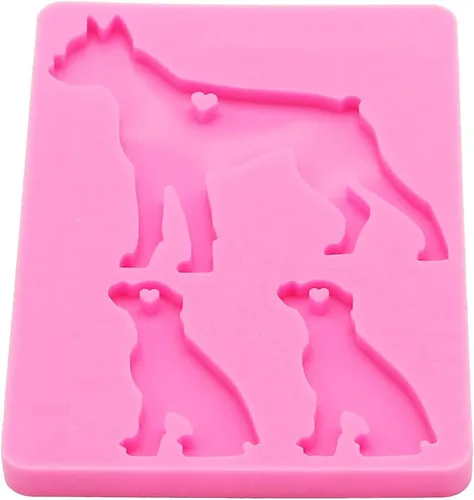 Vista 3 de Angel Wings Molde brillante brillante para familia de perros, moldes de silicona para papá/mamá/bebé, moldes de resina epoxi, llavero personalizado