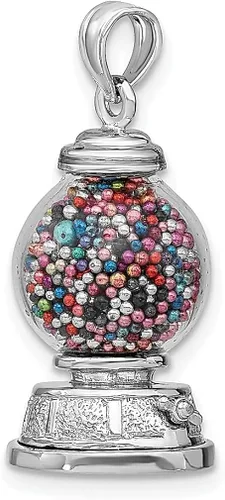 Vista 4 de Collar con colgante de cristal de oro blanco de 14 quilates 3 D máquina de chicles movible joyería fina para mujeres regalos para ella Vidrio