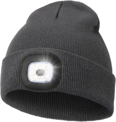 Vista 17 de MELASA Gorro unisex con luz, recargable por USB, manos libres, gorro LED, regalos de invierno para hombres Tinte amarillo albaricoque