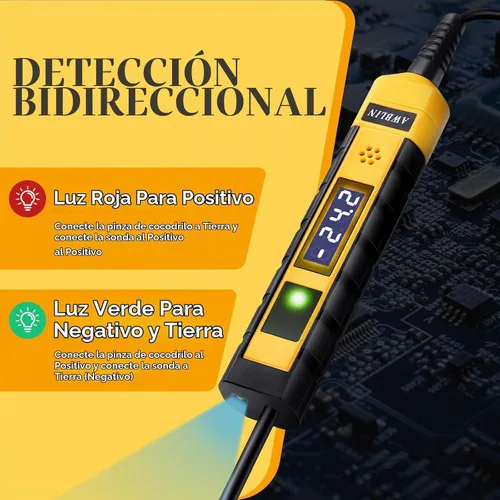 Vista 3 de AWBLIN Luz de Prueba Automotriz de 4-75V DC, Probador de Luz Digital LCD con Voltímetro, Probador de Circuito de Servicio Pesado con Indicación