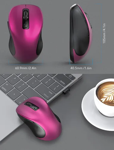 Vista 7 de Trueque Mouse inalámbrico para laptop, mouse ergonómico de 2.4 G con 3 niveles de DPI ajustables, botones de página arriba y abajo, mouse USB