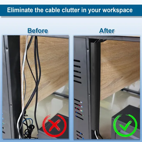 Vista 6 de Paquete de 6 organizadores de cables de canal J para escritorio, organizador de cables adhesivo 6-pack adhesive J channel keeps desk cables