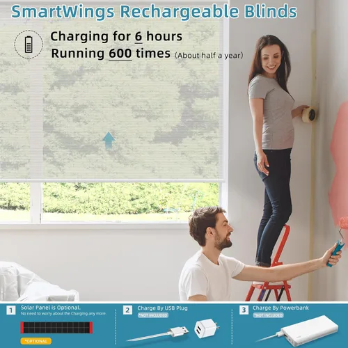 Vista 2 de SmartWings Persianas inteligentes motorizadas para ventanas con filtro de luz, persianas enrollables eléctricas a distancia compatibles