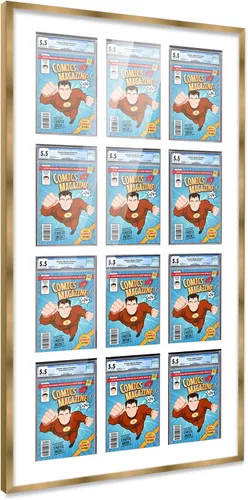 Vista 15 de Poster Palooza Marco de cómics con paspartú para 1 cómic de grado CGC, CBCS o PGX, marco de cómic de bronce para cómic de 8.125 x 13 pulgadas