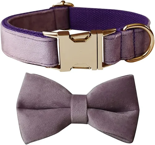 Vista 30 de Love Dream Collar de perro Bowtie de terciopelo, con hebilla de metal desmontable, suave, cómodo, ajustable, para perros pequeños, medianos