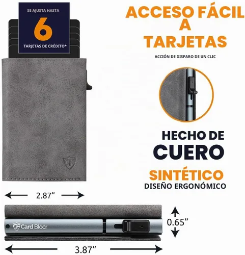 Vista 3 de Conceal Plus - Cartera desplegable para hombre, tarjetero delgado RFID Piel sintética - Gris y titanio